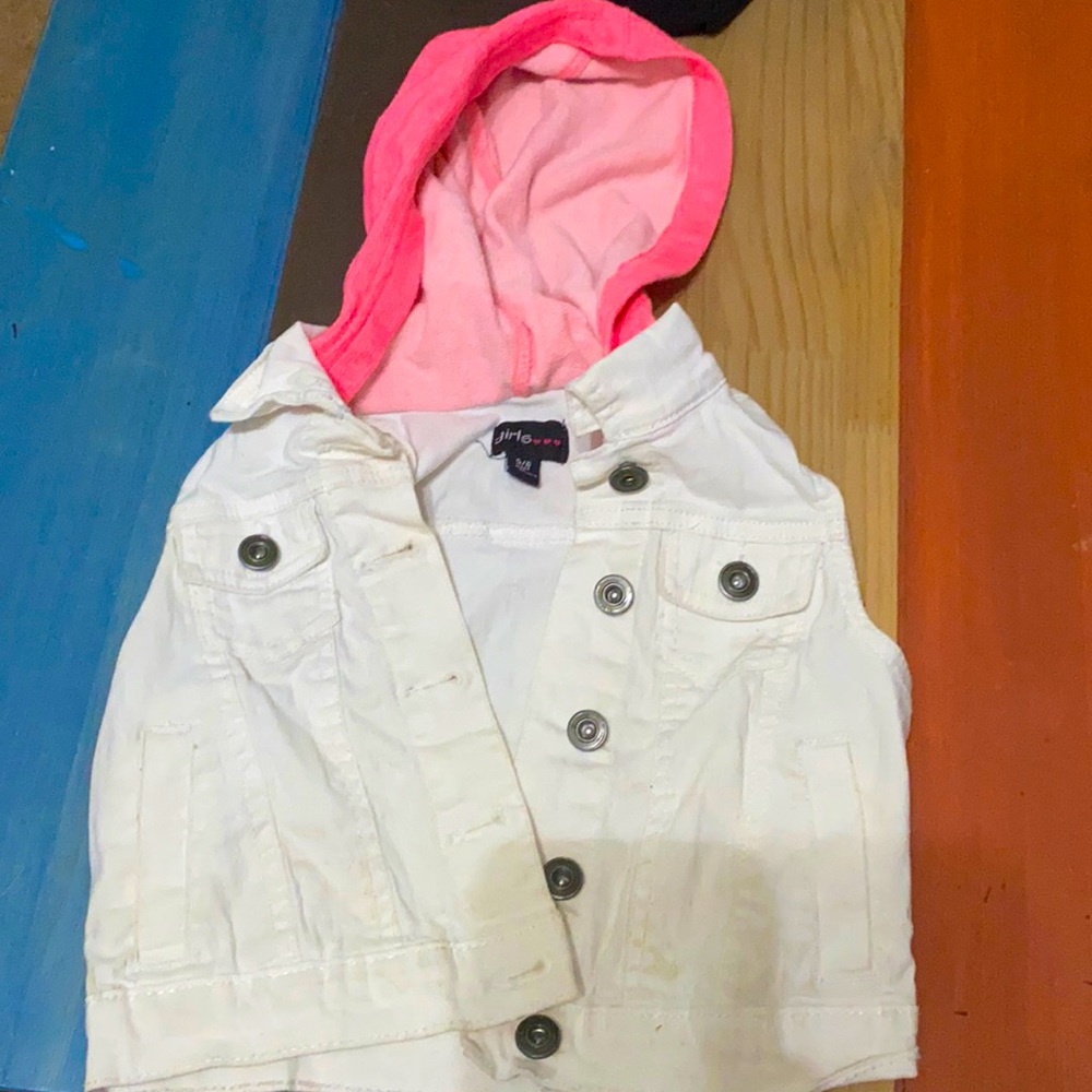 Denim vest with hood